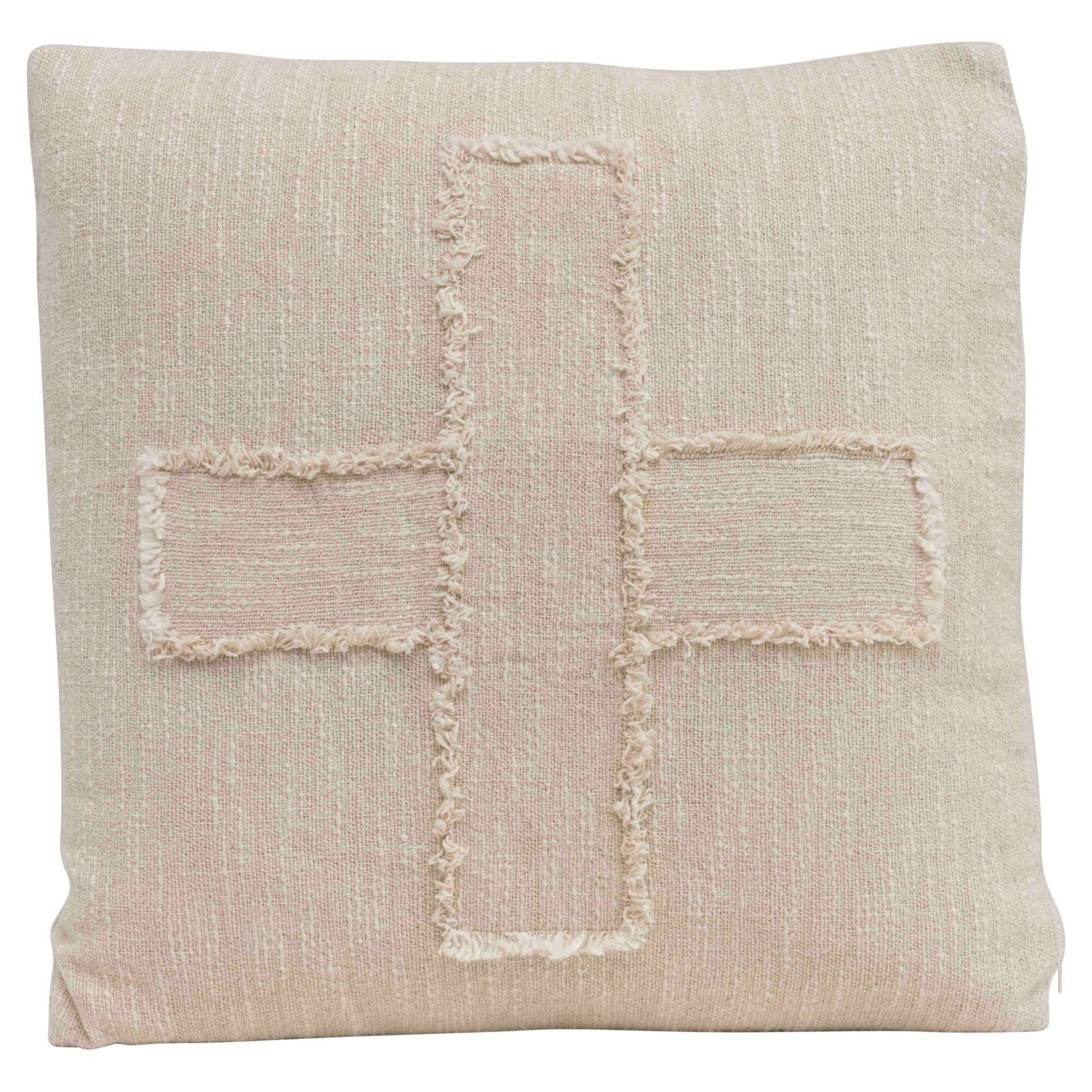 Fringed X Cotton Mudcloth Pillow